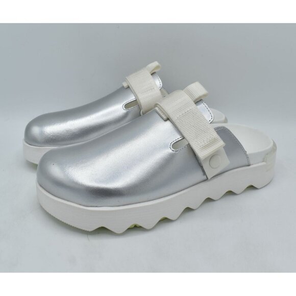 Sorel Womens Size 7 Viibe Sea Salt Luminous Lime Metallic Slip On Clogs Shoes - Picture 3 of 15